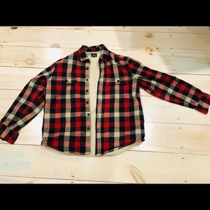 J. Crew Flannel Sherpa Lined Red Plaid Large Coat